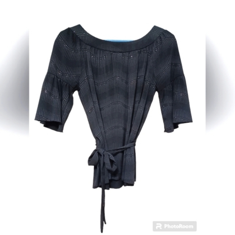 A. Byer Glitter Sparkle Black Dress Shirt Women's Size Medium